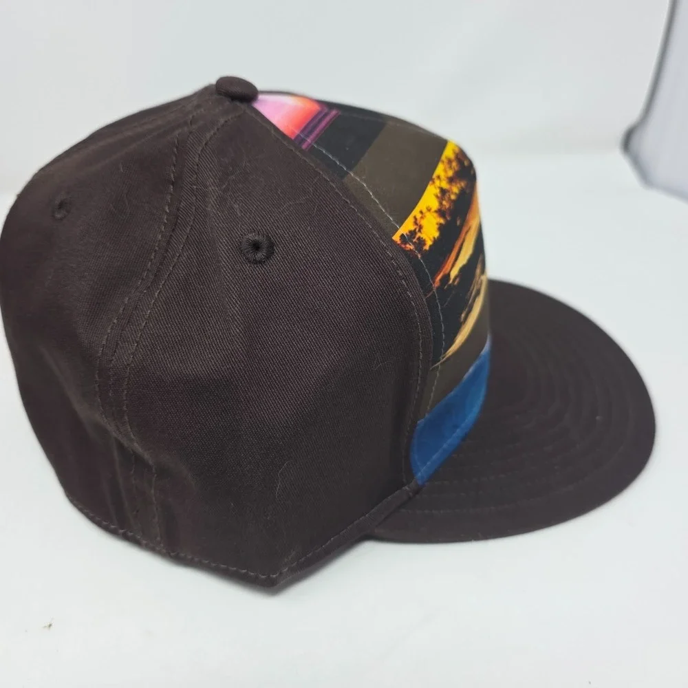 HYP Baseball Cap Mens L/XL Brown Beach Wave Graphic A-Flex Fitted Vintage NWT